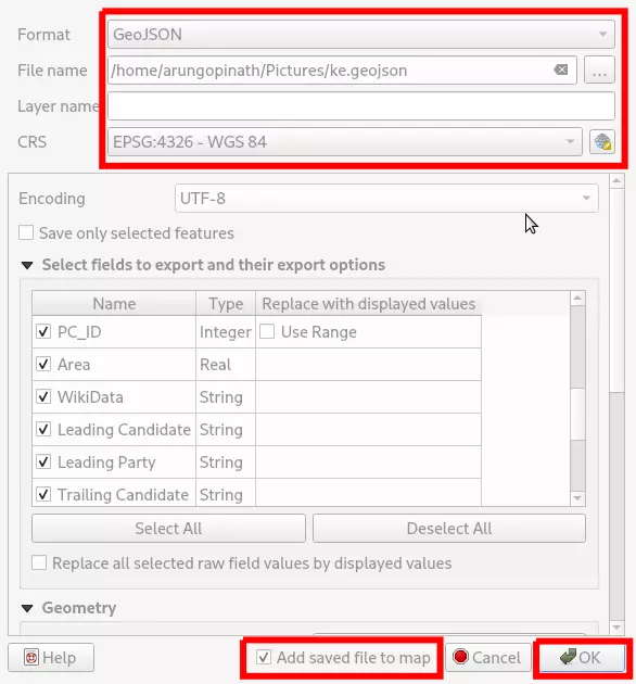 Export to GeoJSON format